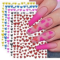 Valentines Day 10 Colors Love Heart Nail Art Stickers Decals 10 Sheets Self Adhesive Decals DIY Design Nail Decoration for Women Girls