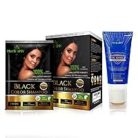 Herbishh Hair Color Shampoo for Gray Hair 10pack+1pack (Black) + Hair Color Stain Protector – Dye Shield or Defender for Skin