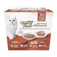 Purina Fancy Feast Wet Cat Food Variety Pack Gourmet Naturals Poultry and Beef Collection - (Pack of 30) 3 oz. Cans