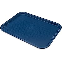 Carlisle FoodService Products Cafe Fast Food Cafeteria Tray with Patterned Surface for Cafeterias, Fast Food, And Dining Room, Plastic, 16.31 X 12.06 X 0.7 Inches, Blue, (Pack of 24)