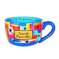 Jewish Penicillin Novelty Ceramic Soup Mug 28 oz with Heartwarming Message Soup Bowl with Handle Hot Beverage Drinking Cup of Love Gift for Spouse Mother Fathers Day Grandparents Present