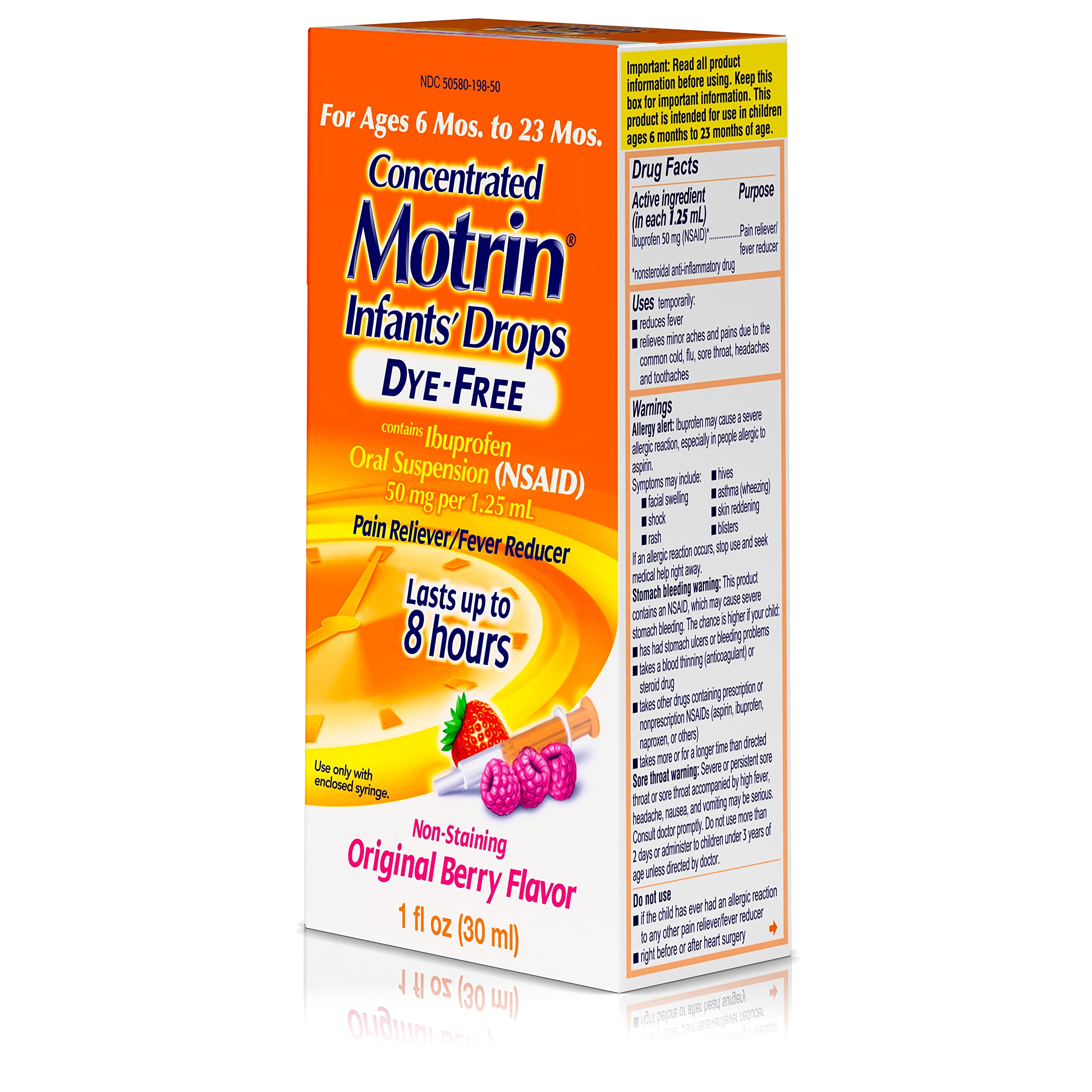 Motrin Infants Concentrated Liquid Medicine Drops with Ibuprofen, Berry, 1 fl. oz