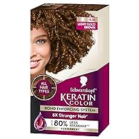 Schwarzkopf Keratin Color Permanent Hair Color, 6.33 Light Gold Brown, 1 Application - Salon Inspired Permanent Hair Dye, for up to 80% Less Breakage vs Untreated Hair and up to 100% Gray Coverage