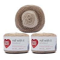Red Heart Roll with It Sparkle Moon Dust Yarn - 3 Pack of 5.3oz/150g - Blend - 4 Medium (Worsted) - 561 Yards - Knitting/Crochet