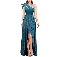 VFSHOW Womens 3D Flower One Shoulder Prom Formal Wedding Guest A-Line Maxi Dress 2023 Evening Split Cutout HI-LO Long Gown