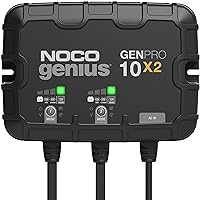 NOCO Genius GENPRO10X2, 2-Bank, 20A (10A/Bank) Smart Marine Battery Charger, 12V Waterproof Onboard Boat Charger, Battery Maintainer and Desulfator for AGM, Lithium (LiFePO4) and Deep-Cycle Batteries