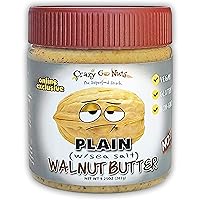 Crazy Go Nuts Walnut Butter - Plain w/ Sea Salt - Healthy Snacks, Keto, Vegan, Low Carb, Gluten Free, Superfood - Natural, Non-GMO, ALA, Omega 3 Fatty Acids, Good Fats and Antioxidants - 9.25 oz (1-Pack)