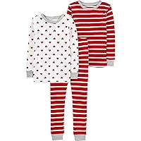 Simple Joys by Carter's Unisex Kids' 3-Piece Snug-Fit Cotton Valentines Pajama Set, Pack of 3