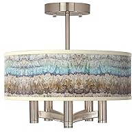 Marble Jewel Ava 5-Light Nickel Ceiling Light with Print Shade