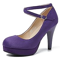 Women's Platform High Heels Closed Toe Pumps Strappy Cross Ankle Strap Shoes