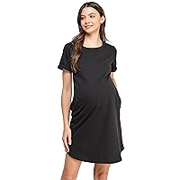 LaClef Womens Short Sleeve Maternity T-Shirt Dress with Pockets