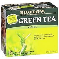 Bigelow Tea Classic Green Tea, Caffeinated Tea with Green Tea, 40 Count Box (Pack of 6), 240 Total Tea Bags