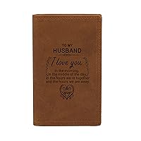 Engraved Passport Wallet For Men,Personalized Minimalist Slim Leather Passport Wallet For Family Birthday Christmas (To My Husband)