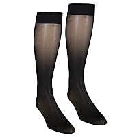 NuVein Sheer Compression Stockings, 15-20 mmHg Support, Women's Medium Denier Nylons, Knee High, Closed Toe, Black, Large