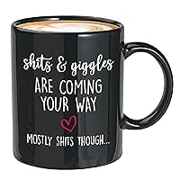 Pregnancy Women Coffee Mug 11oz Black - shits and giggles are coming your way - caffeine mom mom with toddler new mom