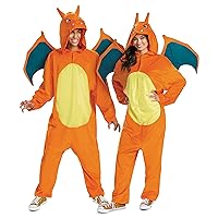 Disguise unisex-adult Charizard Costume for Adults, Deluxe Official Pokemon Halloween Costume With Hood and Wings