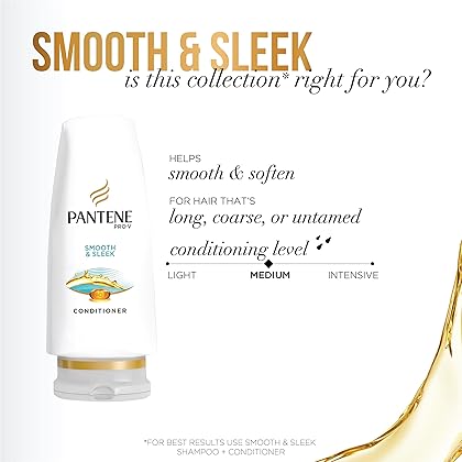 Pantene Pro-V Smooth & Sleek Conditioner with Pump, 28 FL OZ,Packaging May Vary
