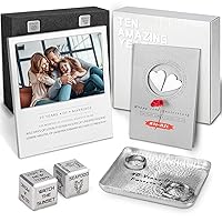 10 Year Anniversary Tin Gifts For Him Her For Wife Couples,10th Wedding Anniversary Aluminum Gifts Set,Happy 10th Gift Ideas For Couple, Best 10th Gifts Basket Box With Card Decorations