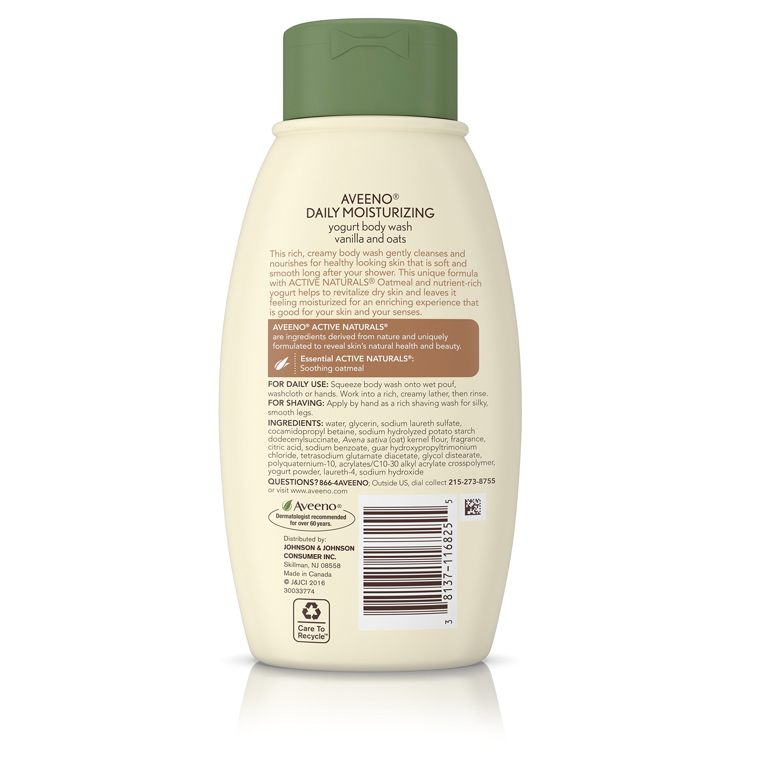 Aveeno Daily Moisturizing Yogurt Body Wash for Dry Skin with Soothing Oat & Vanilla Scent, Gentle Body Cleanser, 12 fl. oz (Pack of 3)