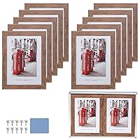 5x7 Picture Frames Set of 10, Wooden Picture Frame Set with Display Box, Rustic Style Antique Brown Wood Grain Photo Frame Suitable For Desktop Display and Wall Decoration.