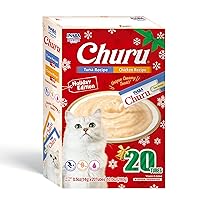 INABA Churu Cat Treats, Lickable, Squeezable Creamy Purée Cat Treat with Vitamin E, 0.5 Ounces Each Tube, 20 Tubes, Holiday Variety Pack