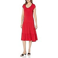 Tommy Hilfiger Women's Tiered Midi Dress, Scarlet Dot, X-Small