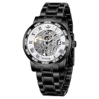 A ALPS Watches Men's Watches Mechanical Hand Winding Skeleton Classic Business Fashion Stainless Steel Steampunk Dress