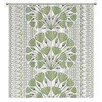 Shower Curtain 72x80in Green and White Geometric Flower Polyester Bath Curtain with Hooks Lily Leaf Ginkgo Biloba Flower Waterproof Bathroom Shower Curtain Bathtub Curtain Decoration