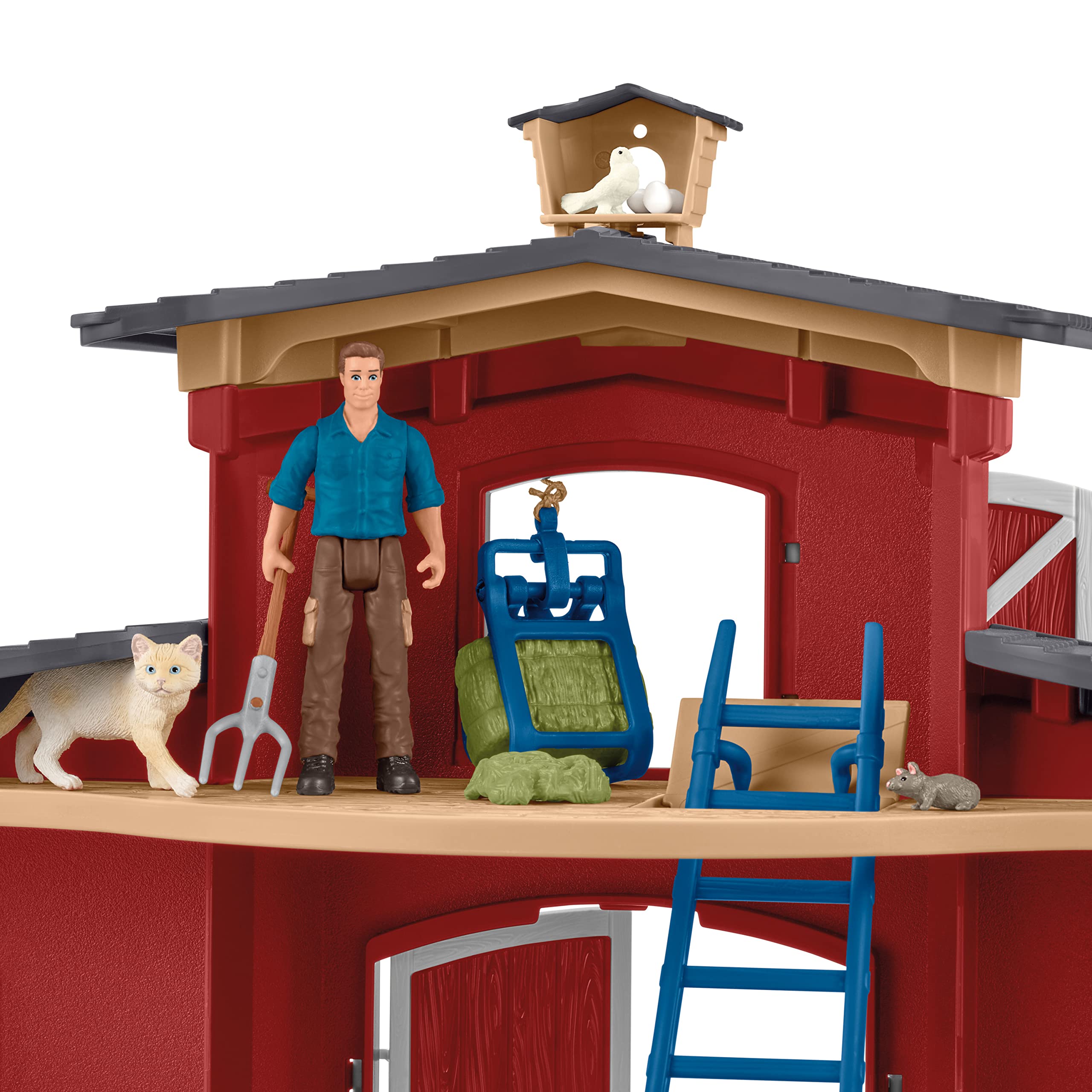 Schleich Farm World, Farm Animal Toys and Sets for Kids, Red Barn Playset with Farm Animal Figurines, Red