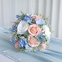 9 Inches Baby Blue Artificial Bridesmaid Bouquets for Wedding, Tossing Bouquet, for Wedding Ceremony and Anniversary (Bouquet)