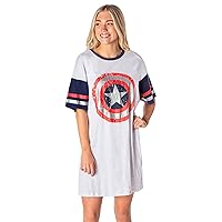 INTIMO Marvel Comics Womens' Captain America Symbol Nightgown Pajama Shirt Dress