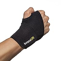 BraceUP Adjustable Wrist Wrap for Men and Women - Workouts Wrist Band, Carpal Tunnel Compression Wrist Brace, Tendonitis Wrist Splint, Left Right Hand One Size Adjustable (Black)