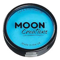Pro Face & Body Paint Cake Pots by Moon Creations - Aqua - Professional Water Based Face Paint Makeup for Adults, Kids - 1.26oz