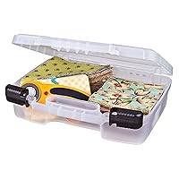 ArtBin 6977AB 12 inch Quick View Deep Base Carrying Case, Portable Art & Craft Organizer with Handle, [1] Plastic Storage Case, Translucent