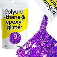 Hemway Polyurethane & Epoxy Resin Glitter 100g / 3.5oz Metallic Crystal Flake Additive for Flooring Jewelry Tumblers Glass Pigment - Super Chunky (1/8