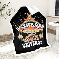 Floral Mushroom Throw Blanket Black Fluffy Blanket with Rainbow and Moon Daisy Floral Print Psychedelic Witchy Blanket Universe Boho Room Decor for Adults Kids Teens (30x40 Inches)