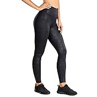 CRZ YOGA Matte Faux Leather Leggings for Women 28'' - High Waisted Stretch Full Length Leather Pants Workout Pleather Tights Black Medium