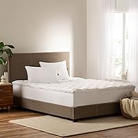 SERTA Down Illusion Soft Hypoallergenic 2 inch Pillowtop Simple Fit Mattress Topper, Queen, White