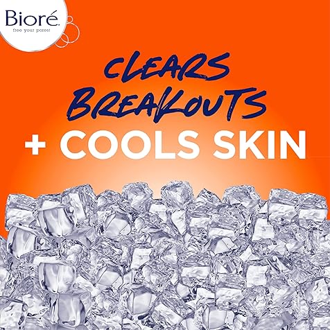 Biore Blemish Fighting Ice Cleanser, Salicylic Acid, Clears and Helps Prevent Acne Breakouts, Cools & Refreshes Skin, Oil Free, 6.77 Ounce