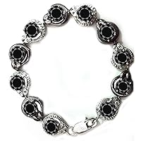 16.40 ct Opaque Round Moissanite Silver Plated Black Color 7 Inches Bracelet For Men & Women