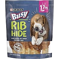 PURINA Busy Small/Medium Breed Dog Rawhide Treat, Rib Hide - 12 ct. Pouch