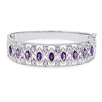 Dazzlingrock Collection Marquise & Pear Amethyst with Round White Sapphire Ladies Gorgeous Bangle Bracelet, 925 Sterling Silver