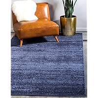 Unique Loom Del Mar Collection Area Rug - Lucille (10'x 13' Rectangle, Navy Blue/ Ivory)