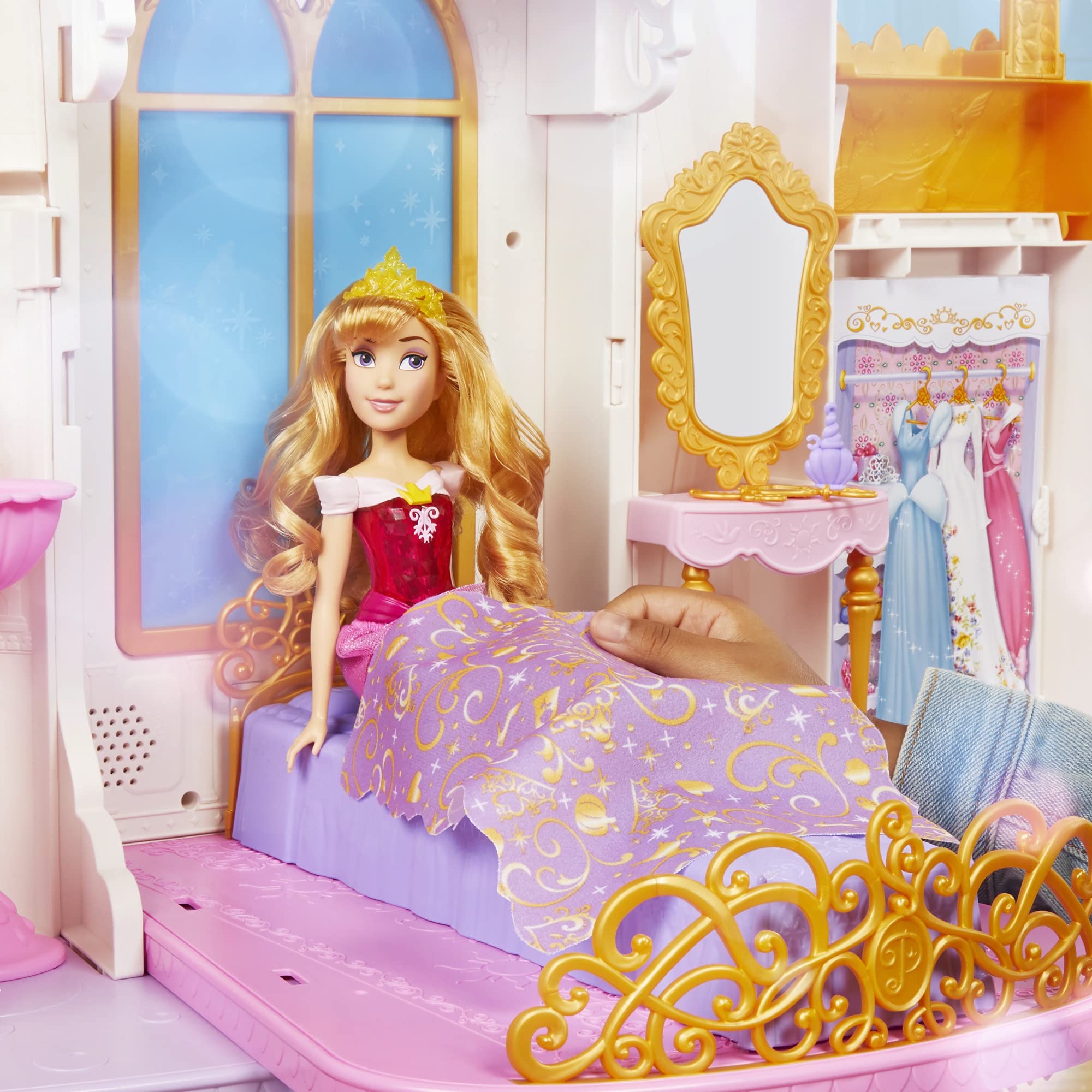 Disney Princess Ultimate Celebration Castle, 4 Feet Tall Doll House with Furniture and Accessories, Musical Fireworks Light Show, Toy for Girls 3 and Up