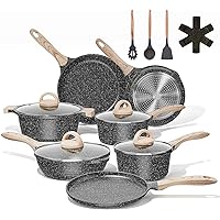 JEETEE Pots and Pans Set Nonstick Induction Cookware Sets, 21 Pcs w/Frying Pan, Saucepan, Sauté Pan, Griddle Pan, PFOA Free