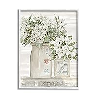 Stupell Industries Alluring Florals Classic Country Ceramic Jars, Designed by Cindy Jacobs White Framed Wall Art, 16 x 20