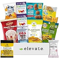 Elevate - Healthy Vegan, Gluten Free Snack Variety Subscription Box, Mix of: 12 New, Trending Snacks Each Month, A Perfect Gift Idea, Students, Adults