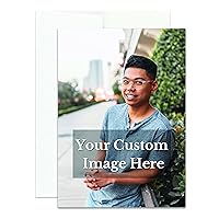 Personalized Greeting Card Custom Your Photo Image Upload Your Text Greeting Card For All Occasions, Christmas, Holiday, Wedding, Birthday, Thank You Card (Single Card)