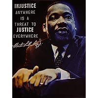 Martin Luther King Jr Poster Quote Injustice Anywhere Is Threat to Justice Everywhere Art Print (18x24) (Yellow/Blue)