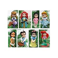 Disney Baby Animator Princess 8 Piece Christmas Tree Ornament Set Featuring Pocahontas, Cinderella, Snow White, Aurora, Mulan, Belle, Merida, Ariel, Snow White